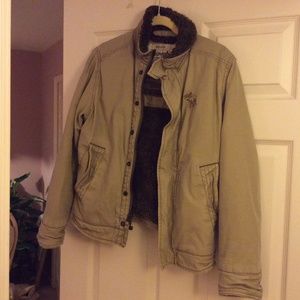 Boys Medium Beige Abercrombie faux fur lined Adirondack Jacket